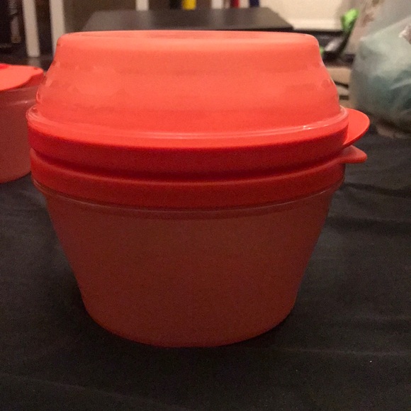 New Tupperware Snapping Orange Duo Bowls Set of 2 - Picture 1 of 6
